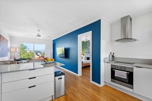 Fridge, microwave, oven, toaster