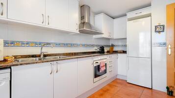 Fridge, microwave, oven, dishwasher