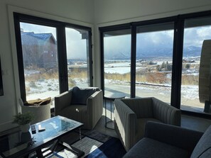 Smart TV, caminetto, libri