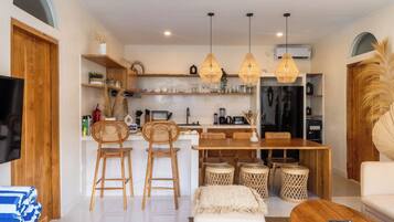 Villa, Balcony, Pool View | Dining room