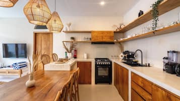 Villa, Balcony, Pool View | Private kitchen