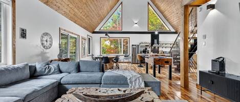 TV, fireplace, foosball, table tennis