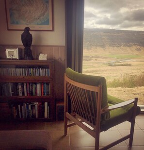 Ferienhaus, 1 Schlafzimmer, Kamin, Bergblick | Wohnzimmer