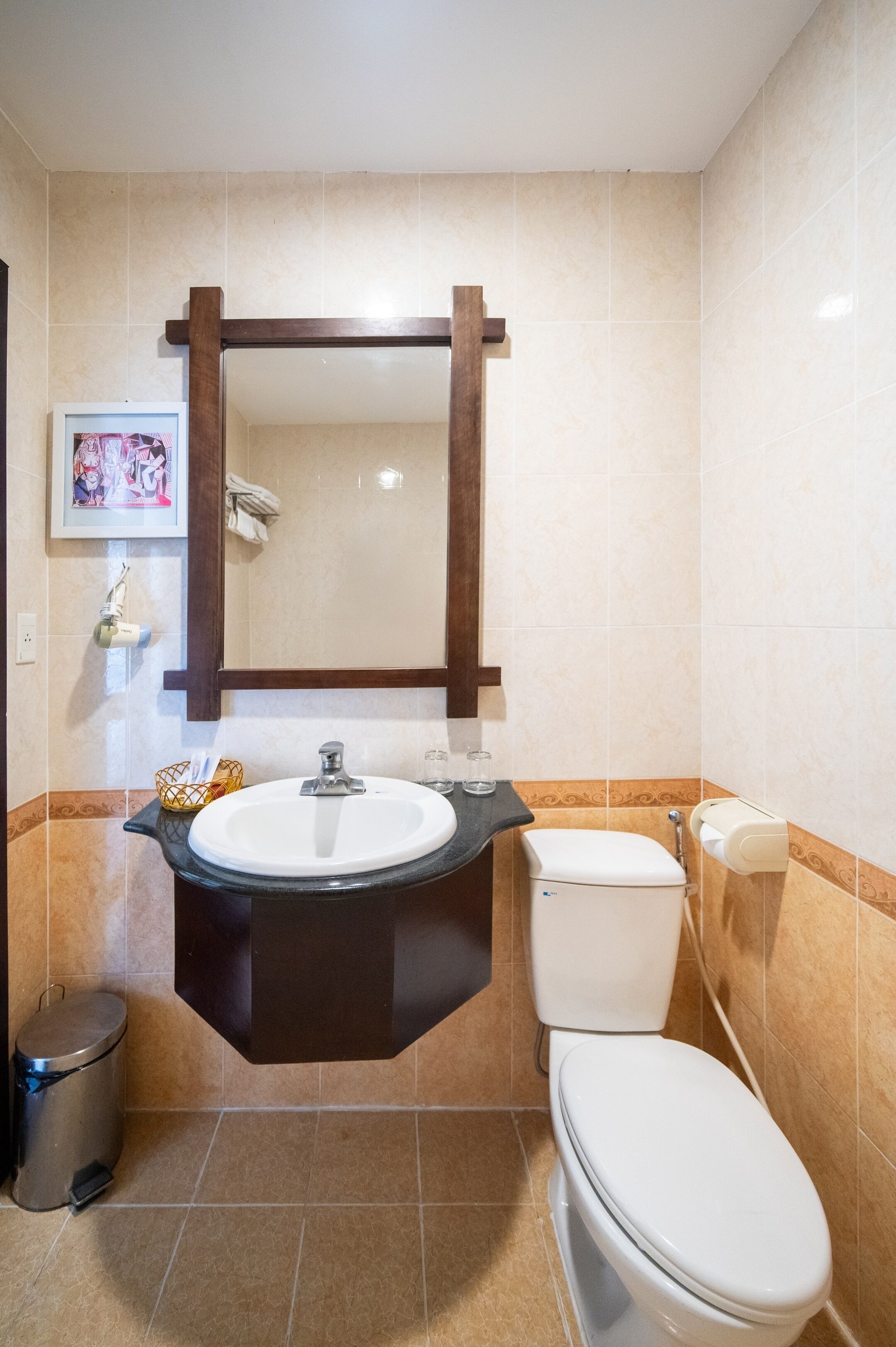 Free toiletries, hair dryer, slippers, towels