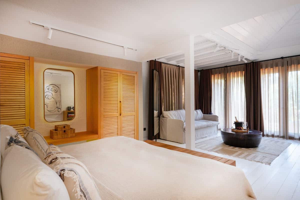 Suite Premium, 2 chambres, piscine privée, vue mer | 1 chambre, coffres-forts dans les chambres, draps fournis