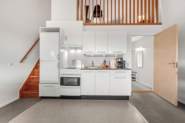 Fridge, oven, stovetop