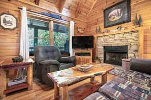 TV, fireplace, offices