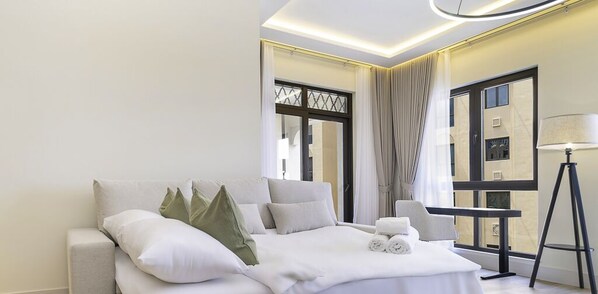 Apartment, City View | Living room | Flat-screen TV - LUX  Burj Khalifa View Downtown Suite (Dubai)