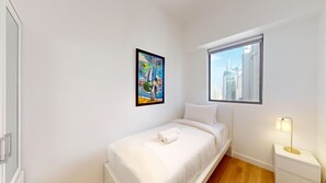 4 bedrooms, desk, iron/ironing board, travel cot