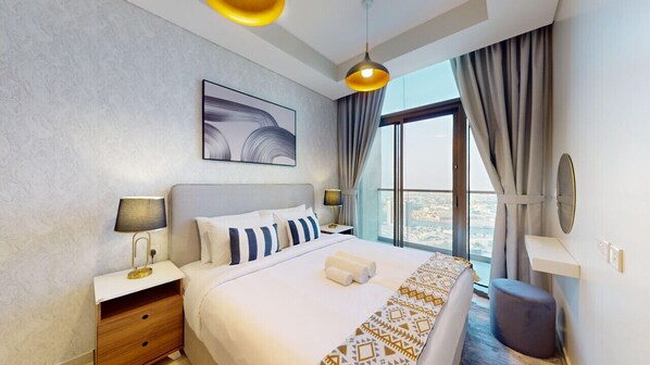 2 bedrooms, iron/ironing board, free WiFi, bed sheets - Aykon City - Sophisticated Two Bed in Business Bay (Business Bay)