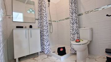 Hiustenkuivaaja, pyyhkeet, saippua, vessapaperi