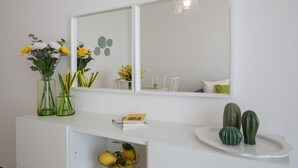 Family Apartment, 3 Bedrooms, Balcony, Sea View | Living area | Flat-screen TV