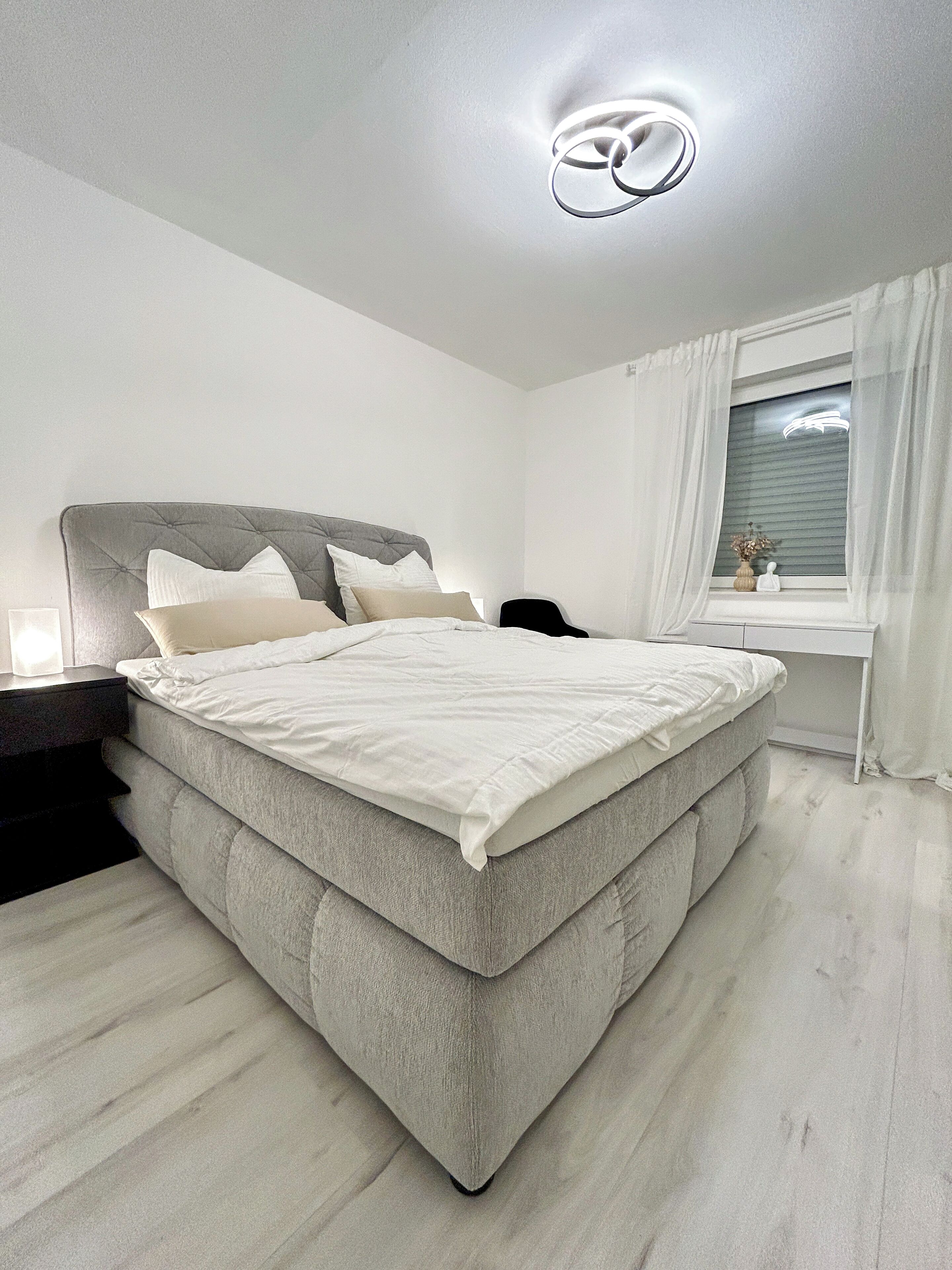 1 bedroom, desk, iron/ironing board, travel crib