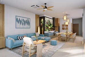 Deluxe Villa, 6 Bedrooms, Private Pool, Mountain View | Living area | Flat-screen TV, pay movies - Kim Son Pool Villa Da Nang (Da Nang)