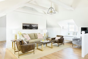 Luxury Studio Suite, Mountain View | Living area | 55-inch flat-screen TV with digital channels