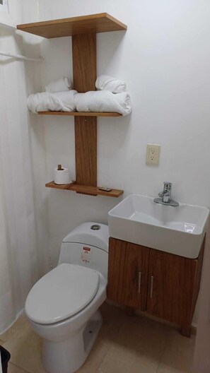 Ducha, toallas y papel higiénico