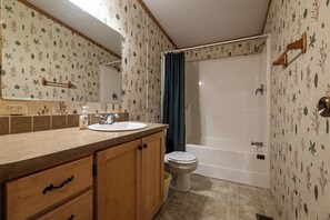 Hair dryer, towels, toilet paper