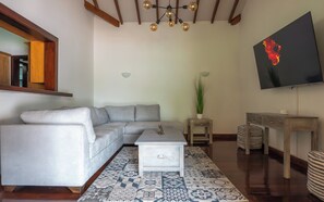 スマートテレビ、暖炉、ビデオライブラリ、ステレオ