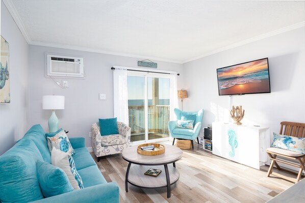 TV, DVD player, video library