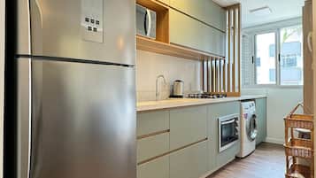 Fridge, microwave, oven, toaster