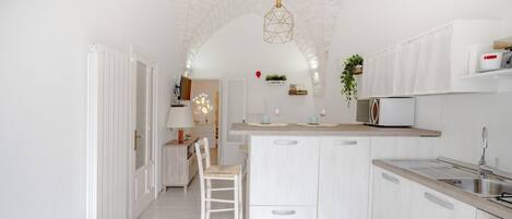 Fridge, oven, stovetop, cookware/dishes/utensils