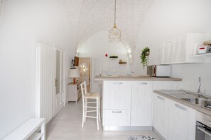 Fridge, oven, stovetop, cookware/dishes/utensils
