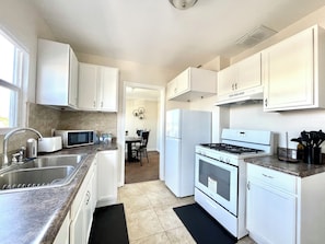 Fridge, microwave, oven