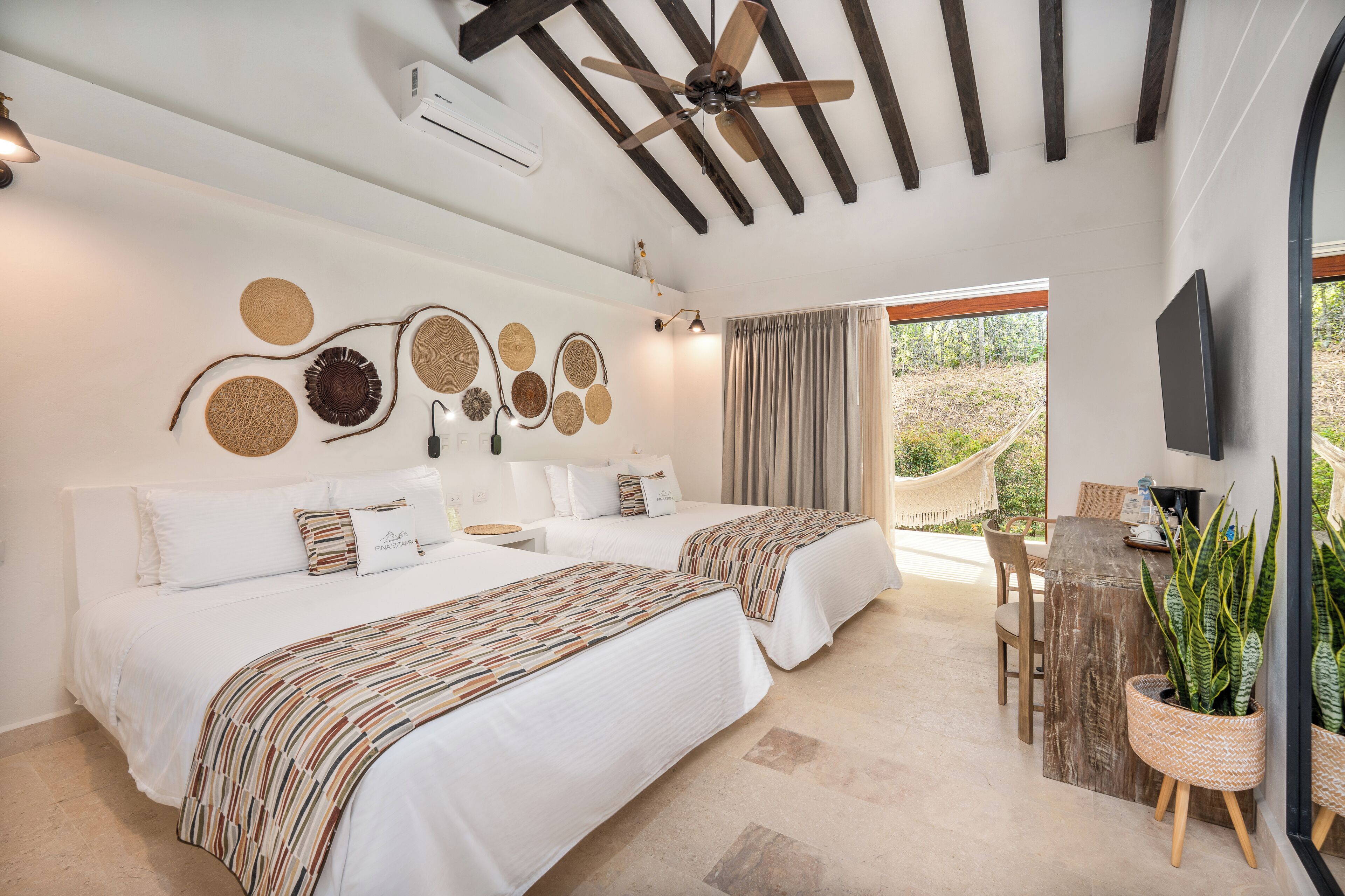 Quadruple Room, 2 Double Beds | Free minibar, in-room safe, desk, blackout curtains