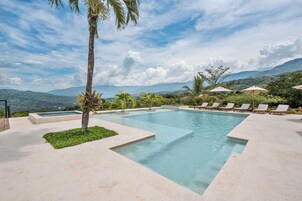 Outdoor pool, open 9:00 AM to 8:00 PM, pool umbrellas, sun loungers