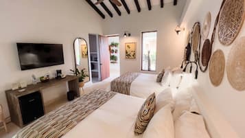Quadruple Room, 2 Double Beds | Free minibar, in-room safe, desk, blackout curtains