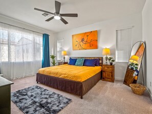 3 bedrooms, desk, iron/ironing board, travel cot