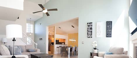 Smart TV, fireplace, video games