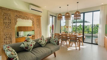 Villa, Balcony, Pool View | Living area | Flat-screen TV
