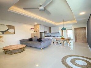 Family Villa, 2 Bedrooms, Private Pool, Pool View | Living area | Flat-screen TV - Giegie Villa (Tabanan)