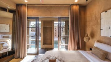 Deluxe Villa, 2 Bedrooms, Patio, Pool View | Egyptian cotton sheets, premium bedding, memory-foam beds, free WiFi