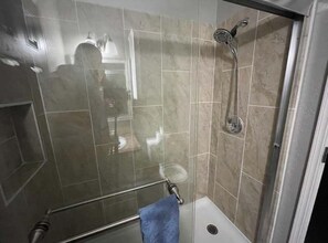Shower, towels - Charming 2-Bedroom, 1-Bath Home Close to Downtown (Lawton)