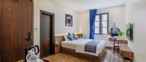 Chambre Quadruple Familiale, vue ville | Draps en coton égyptien, literie de qualité supérieure