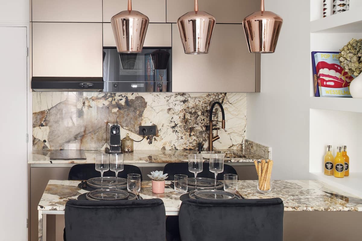 Deluxe Apartment, Balcony, City View (Suite Opale) | Private kitchenette | Mini-fridge, microwave, stovetop, dishwasher