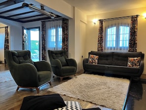 Family Villa, Private Pool, Mountain View | Living area | Flat-screen TV