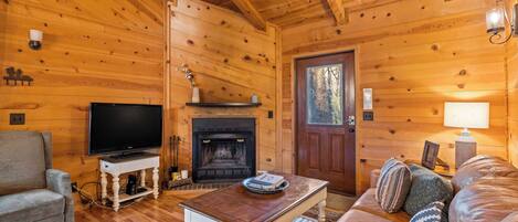 TV, fireplace
