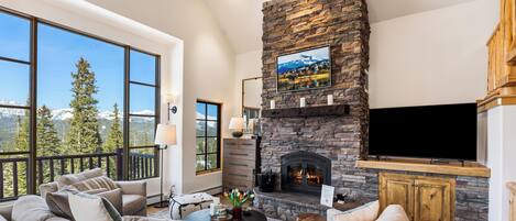 Smart TV, fireplace, video games, stereo