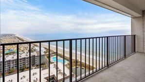 A balcony with a view of a beach and ocean. - T1811 at the Myrtle Beach Resort (Myrtle Beach)