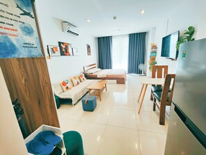 Classic Apartment, Private Bathroom, City View | 1 bedroom, desk, blackout drapes, soundproofing