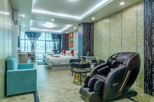 In-room safe, desk, laptop workspace, iron/ironing board