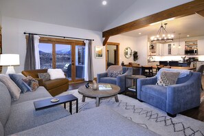 TV, fireplace, table football - Elk Haven/New Dog Friendly Home W/Hot Tub and Big Views! Garage and Fireplace! (Crested Butte)