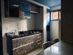 Apartment | Private kitchen | Fridge, microwave, stovetop, coffee/tea maker