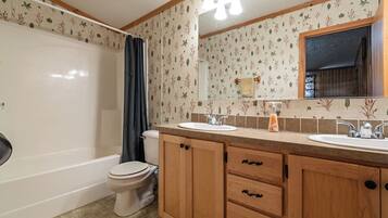 Hair dryer, towels, toilet paper