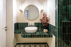 Douche, sèche-cheveux, serviettes fournies, papier toilette