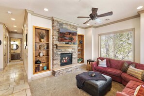 Fernseher, Kamin, DVD-Player