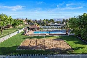 Aerial view of the amenities